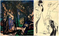 Left: Art by <a href=https://vintagebdsmart.com/max-beckmann/">Max Beckmann</a>
Right: Art by <a href="https://vintagebdsmart.com/beresford-egan/">Beresford Egan</a>